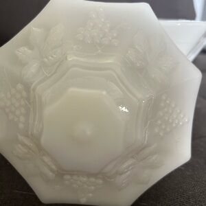 White Octagonal Milk Glass candy dish